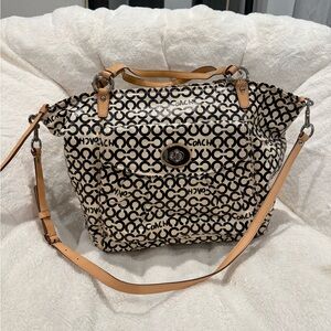 Coach Legacy Leah Black and Cream Tote